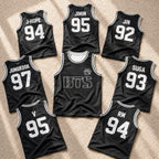 Back view of custom BTS basketball jersey showing customizable name and number area